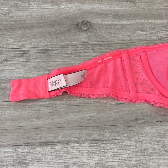 NWOT Victoria Secret Neon Pink Lace Strapless Bra - Picture 5 of 8